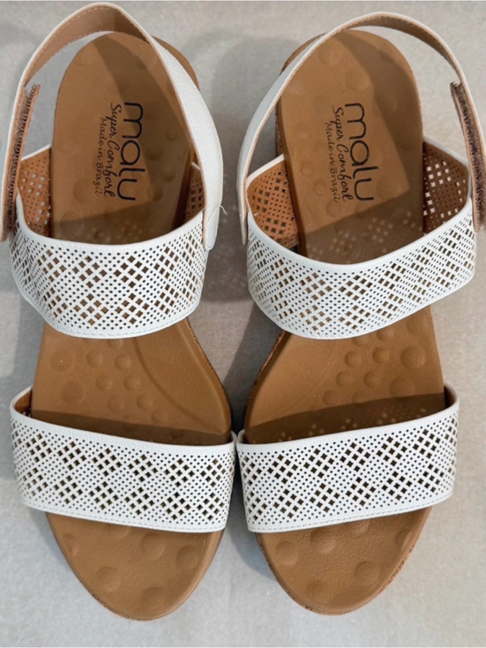 Malu Super Comfort White Cork Platform Wedge Sandals / Brazilian - Size 8 - New